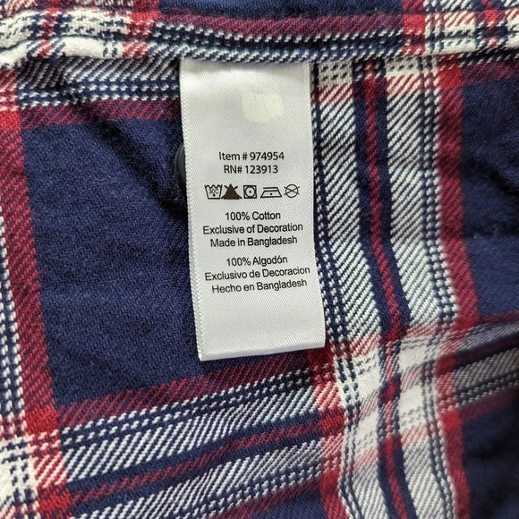 JACHS NY Men's 100% Cotton Flannel Plaid Shirt Jacket Shacket Red Blue Size L - Picture 6 of 7
